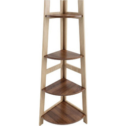 Ραφιέρα Δαπέδου Γωνιακή 94919 Με 4 Ράφια 37x37x118cm Natural-Walnut