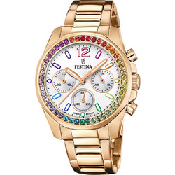 Festina Rainbow Γυναικείο Ρολόι Χρονογράφος με Ροζ Χρυσό Μεταλλικό Μπρασελέ F20639/2