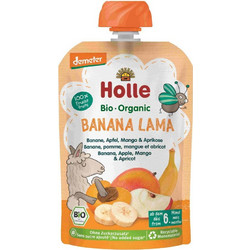 Holle Banana Lama Βιολογικό Βρεφικό Ρόφημα Πουρές Μπανάνα Μήλο Μάνγκο & Βερίκοκο 6m+ 100gr