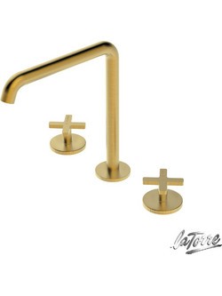 La Torre Elle Cross Brushed Gold 38102 - Μπαταρία Νιπτήρα 3 Οπών