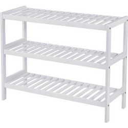 Songmics Παπουτσοθήκη Ξύλινη Λευκή Μ70xΠ26xΥ55cm LBS13W