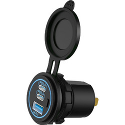POWERTECH πρίζα USB για σκάφη & οχήματα PTL-030, USB & 2x USB-C, 36W, IP65