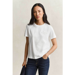 Gant γυναικείο T-shirt με κεντημένο λογότυπο Regular Fit - 4202589 Λευκό