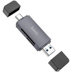 Hoco Card Reader 2in1 USB A + Type C 3.0 Metal Gray