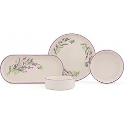 Breakfast Set (14 Pieces) Lavanta 14 White, Purple, Green Ceramic