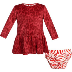 TC RED SAFARI VELVET LEOPARD DRESS W/PANTIES BABY ΦΟΡΕΜΑ ΒΒ Two in a Castle PRINTED T7617