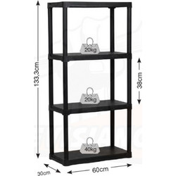 ARTPLAST 610020 ΡΑΦΙΕΡΑ ΠΛΑΣΤΙΚΗ ΜΑΥΡΗ LARGHEZZA T60/4 60x30x133cm