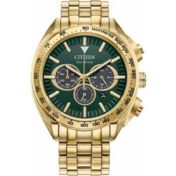 Citizen Eco-Drive Ανδρικό Ρολόι Χρονογράφος Solar με Χρυσό Μεταλλικό Μπρασελέ CA4542-59X