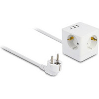 Πολύπριζο Delock 11497, 3x schuko, USB-C & 2x USB, 16A, 1.5m, λευκό