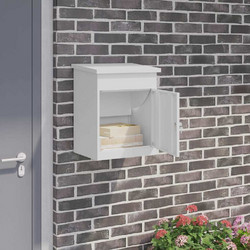 vidaXL Θυρίδα Πακέτων με αποθήκευση Λευκό 47,5 x 38 x 59 εκ. Ατσάλι