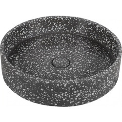 Karag ELPIS Volcano CS-0003-E16 Επικαθήμενος Νιπτήρας Μπάνιου Στρογγυλός Πέτρινος 42.5x10cm Μαύρος
