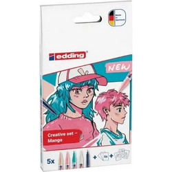 Μαρκαδόροι Edding Acrylic Manga 1800/5300 0,7-2mm σετ 5 χρωμάτων