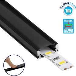 ALP-LINEAR Surfabo 70806-1M Επιφανειακό Προφίλ Αλουμινίου με Μαύρο Φιμέ Πατητό Κάλυμμα για Ταινίες Led IP20 - Μαύρο - Μ100 x Π1.6 x Υ0.7cm Globostar