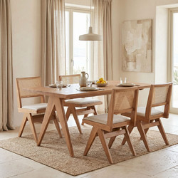 Τραπεζαρία Winslow pakoworld σετ 5τεμ ξύλο rubberwood ανοιχτό καρυδί 160x85x75εκ