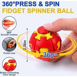 Press to Spin Fidget Ball, 360 Rotating Fidget Spinner Ball, Quiet Sensory Stress Relief Toy Κόκκινο