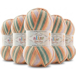 ΠΑΚΕΤΟ ΠΡΟΣΦΟΡΑΣ: Alize Βaby Βest Batik των 5 τεμαχίων AL-7917 100γρ. μπεζ, πράσινο και πορτοκαλί