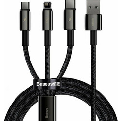 Baseus Tungsten Gold Braided USB to Type-C / Lightning / micro USB Cable 3.5A Μαύρο 1.5m (CAMLTWJ-01)