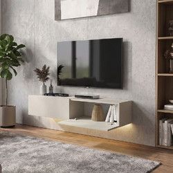 Έπιπλο τηλεόρασης επιτοίχιο Aristo με LED χρώμα sandstone 135x31,6x25εκ
