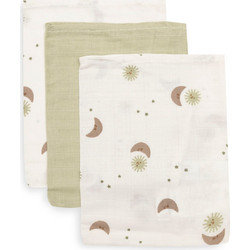 Jollein Washcloth Muslin 15x20cm - Over the Moon - 3 Pack 536-848-68197
