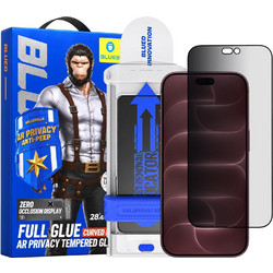 Blueo 3D Καμπύλο Γυαλί Anti-Peep AR Privacy με Εφαρμοστή Pro για iPhone 18 Pro Max, Μαύρο