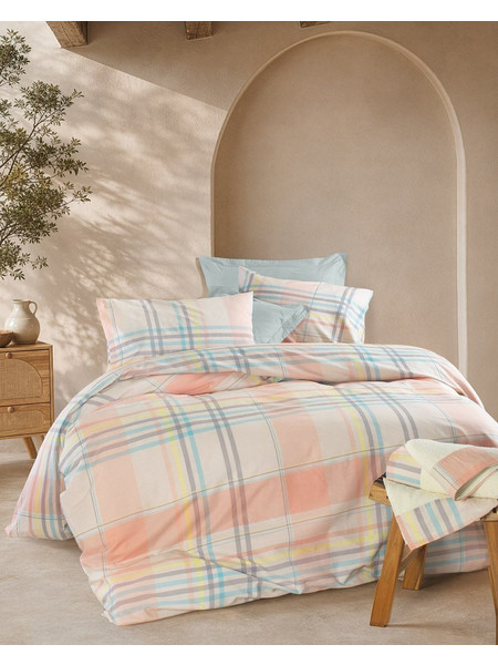 Κουβερλί Μονό Σετ Nova Frame Salmon Cotton Rythmos (160x240) 2Τεμ