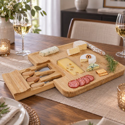 ΤΥΡΙΈΡΕΣ & ΠΛΑΤΌ ΤΥΡΙΏΝ BAMBOO APERO BOARD WITH CHEESE KNIFE DRAWER A1/M4