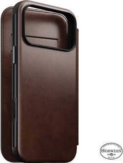 Nomad Modern Leather Folio Book Cover με MagSafe Horween Rustic Brown (iPhone 18 Pro Max / 17 Pro Max)