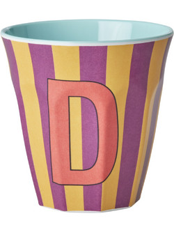 Rice - Melamine Cup with the Letter D - Purple and Orange - Medium - 250 ml