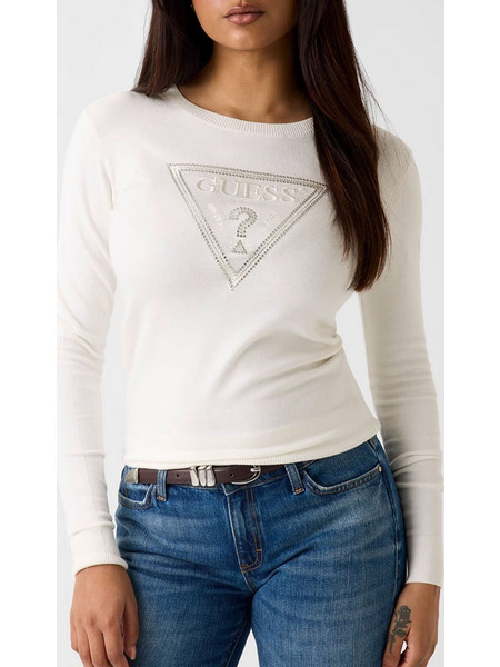 GUESS LS CN KATIE TRIANGLE LOGO SWTR ΜΠΛΟΥΖΑ ΓΥΝΑΙΚΕΙΟ W6YR28Z0976-G012 Cream