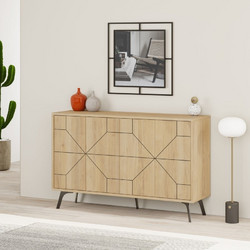Console Dune Oak Melamine Coated Particle Board 123x35x62.4 cm