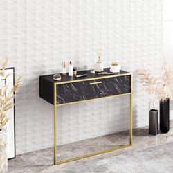 Sideboard Polka - Black Gold, Black Melamine Coated Particle Board