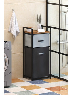 Metal Laundry Basket Dh Drawr Brown Metal Body 44x35x102 cm