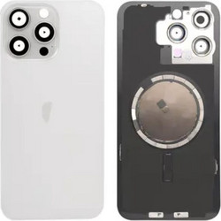Apple iPhone 15 Pro Max - Battery Back Cover with Camera Lens and Magsafe White With Logo OEM