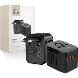 Tech-Protect TA200 Travel Adapter EU / UK / US / AU 2xUSB-A, 2xUSB-C Black