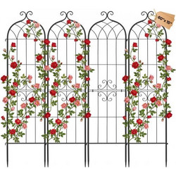 VEVOR Garden Trellis, 152 x 40.5 cm Rose Trellis, 4 Packs Garden Flower Rose Trellises with Powder-Coated Finish & Convenient Locking Design, Plant Support Trellises for Flowers, Vegetables, Roses HPJ