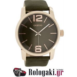 Oozoo Timepieces XL Γυναικείο Ρολόι με Καφέ Δερμάτινο Λουράκι C6718