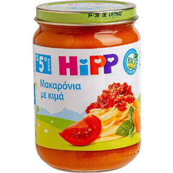 Hipp Βιολογικό Βρεφικό Γεύμα Μακαρόνια με Κιμά & Φρέσκια Τομάτα 5m+ 190gr
