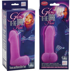 CalExotics Glow in the Dark Flexi Ρεαλιστικό Dildo με Βεντούζα & Όρχεις 15cm Μωβ