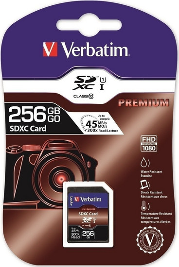 Κάρτα Μνήμης Verbatim Premium SDXC 256GB Class 10 U1 UHS-I