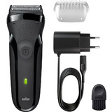 Braun 300S Black Ξυριστική Μηχανή Προσώπου Επαναφορτιζόμενη Αδιάβροχη