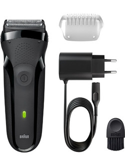 Braun 300S Black Ξυριστική Μηχανή Προσώπου Επαναφορτιζόμενη Αδιάβροχη