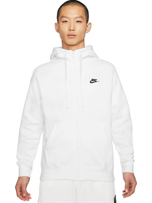 Nike Sportswear Club Ανδρική Ζακέτα Φούτερ με Κουκούλα και Φερμουάρ Λευκή BV2645-100