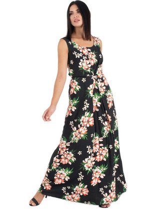 Forel Maxi Φόρεμα για Γάμο / Βάπτιση Floral Μαύρο 545118