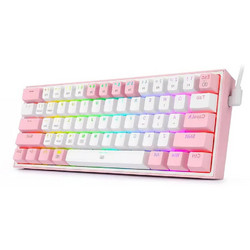 Redragon K617 Fizz Μηχανικό Gaming Πληκτρολόγιο 60% με Custom Red Διακόπτες White Pink