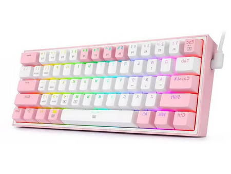 Redragon K617 Fizz Μηχανικό Gaming Πληκτρολόγιο 60% με Custom Red Διακόπτες White Pink