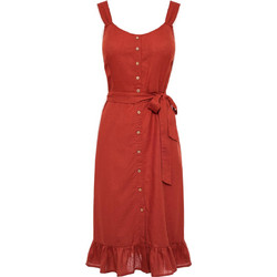 Funky Buddha Midi Καλοκαιρινό Καθημερινό Φόρεμα Σεμιζιέ Rusted FBL007-133-13