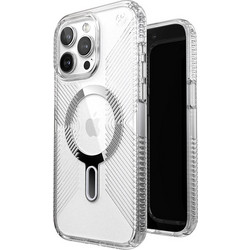 Speck Presidio Perfect-Clear Grip ClickLock MagSafe Back Cover Clear / Chrome Finish / Serene Silver (iPhone 15 Pro Max)