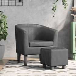 vidaXL Πολυθρόνα με Υποπόδιο Δερματίνη Γκρι 356492