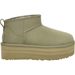 UGG Classic Ultra Mini Platform Γυναικεία Μποτάκια Πλατφόρμα Suede Χακί με Γούνα 1135092-SDC