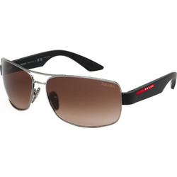 Prada PS50ZS 5AV02P Ανδρικά Γυαλιά Ηλίου Ορθογώνια Μεταλλικά Μαύρα με Καφέ Degradee Φακό